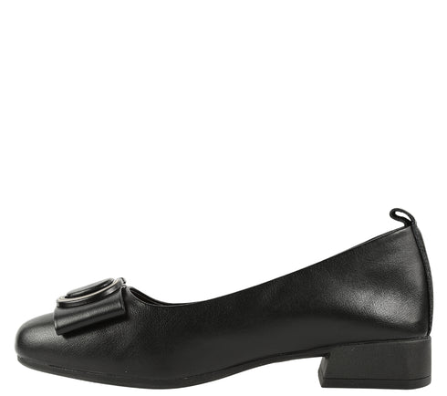 Pantofi casual, dama, FORMAZIONE, TP226 negru, piele naturala, cu toc